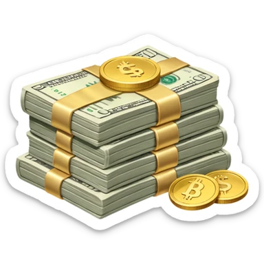 It's an image of money such as coins and bills, but there's only one or two neatly sticker