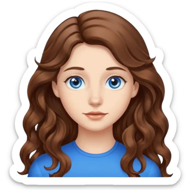 Extra Long wavy hair, brown hair, blue eyes Caucasian sticker