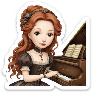 steampunk - very old aged Tori Amos - playing the piano in a Victorian dress sticker