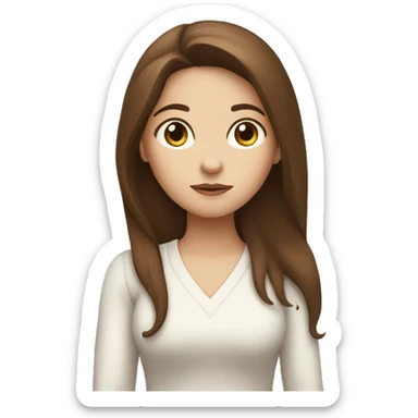 girl with long brown hair and white skin shrugging sticker