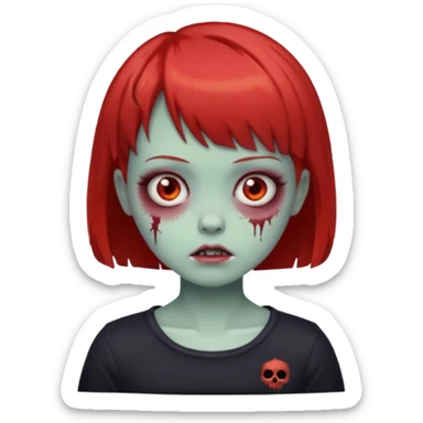 red short hair cute zombie girl with short bangs sticker