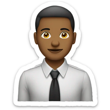 genera un joven de ojos de color claro con ropa semi formal señalando algo sticker