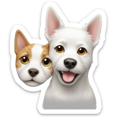 A small white dog and a tabby cat sticker