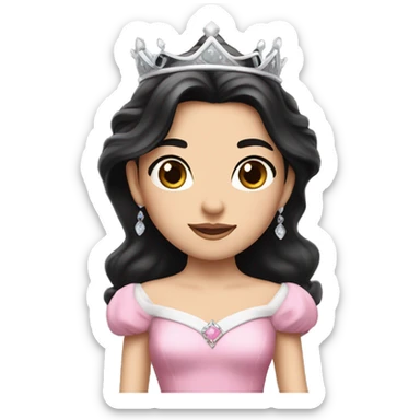 PRINCESS WITH WHITE SKIN, LONG BLACK HAIR WITH LIGHTLY WAVES, WITH PRINCESS CROWN, WITH PINK PRINCESS OUTFIT sticker