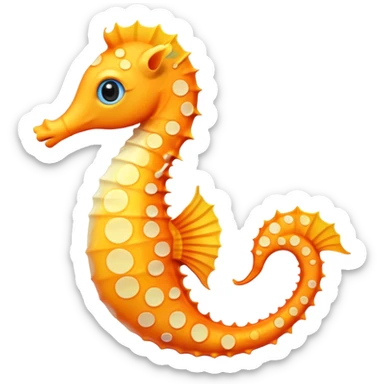 olorful cartoon-style seahorse. 🪸

It’s primarily orange with yellow and white spots along its body. The seahorse has a large blue eye, a curled tail, and a pinkish fin on its back. Its design is cute and stylized—similar to what you’d find in children’s illustrations, stickers, or emoji-like art sticker