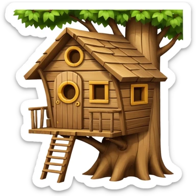 letter W on the side wall of a treehouse in a tree sticker