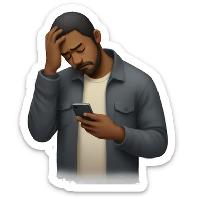 A man being sad looking in his phone  sticker