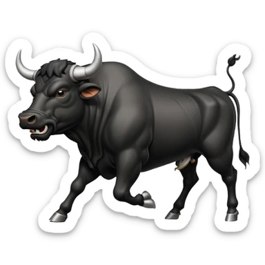 angry running black bull side view with steam from nostrils sticker