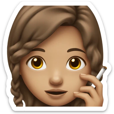 girl with long brown hair holding a cigarette  sticker