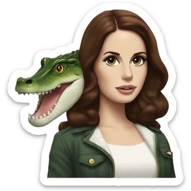Lana del Rey with an alligator sticker