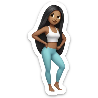 latin woman with straight long black hair wearing a yoga outfit  sticker
