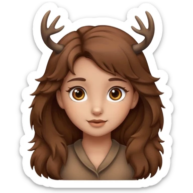 Make a cute girl deer with brown hair and brown eyes sticker