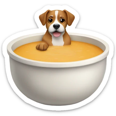 Dog with a bowl of soup sticker