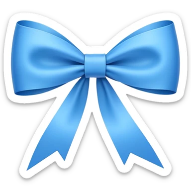 Super ultra-thin and stretched ribbon bow, as narrow as possible, single loop, no extra loops, no fluffy or rounded shapes, only one long and sleek ribbon, delicate, minimalist, NO DOUBLE LOOPS, NO THICKNESS, ONLY A SINGLE SLIM LINE blue sticker
