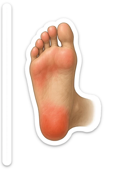 Piede con rossore sotto la pianta sulle punte dei piedi sticker