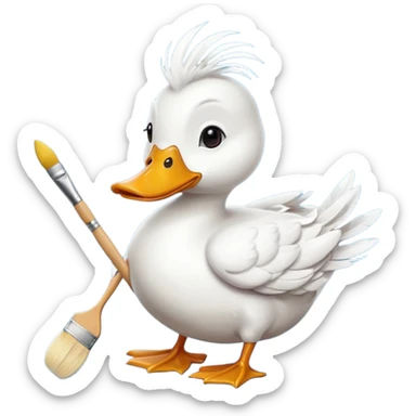 Duck holding a paintbrush sticker