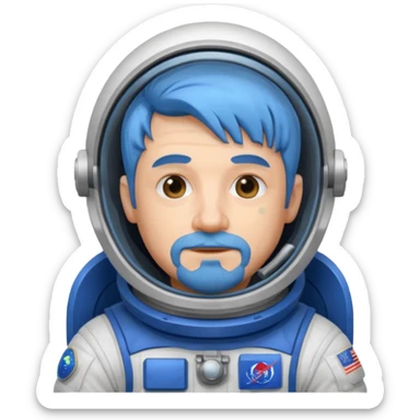 Astronauts, Middle-age, male, white skin, blue hair and blue beard sticker