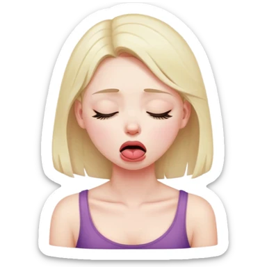 girl holding her neck with her eyes closed and tounge out looking upset sticker