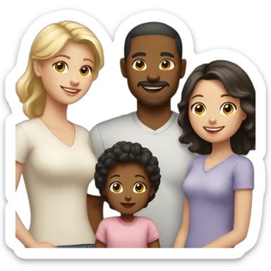 family; black haired dad, light brown haired mom, blonde little girl, black haired pale baby sticker