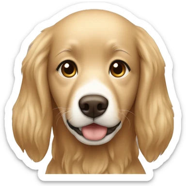 a white girl with brown eyes and brown hair and golden retriever sticker