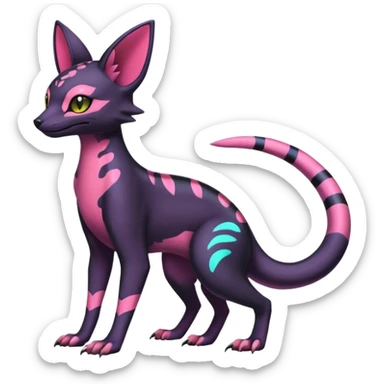 Neon pastel Salandit-Umbreon-Genet-Noivern-Noibat-Serval-Hybrid (Full body) sticker