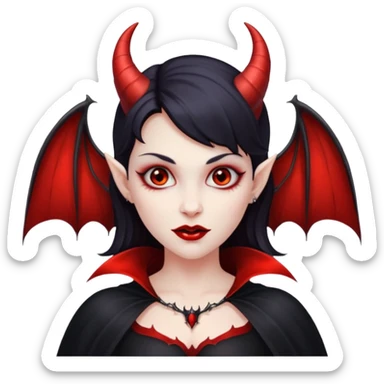 Vampire woman with devil horns and bat wings sticker