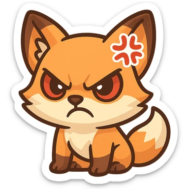 angry fox emote for twitch with bold expression, intense and fierce look sticker