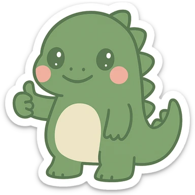 Change Godzilla to a darker green color while keeping the kawaii style. Remove the background. sticker