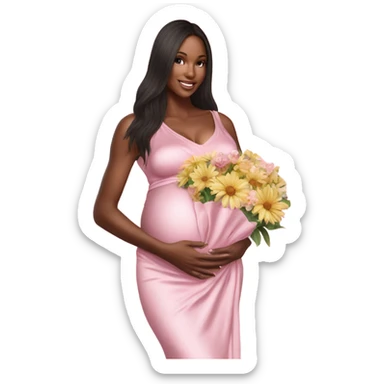 Realistic Photo of a Victoria secret model pregnant posing with flowers at her baby shower  sticker