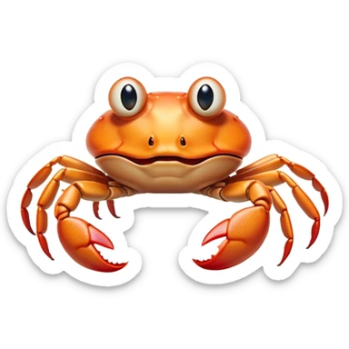 Cinematic Comical Baby Crab Portrait Emoji, Head tilted dramatically with an exaggeratedly shocked expression, featuring a tiny, vibrant carapace with wide, comically expressive eyes full of playful disbelief and miniature, animated pincers, Simplified yet hilariously expressive features, highly detailed, glowing with a slightly sassy coastal glow, high shine, dramatic yet playful, stylized with an air of cheeky seaside mischief, soft glowing outline, capturing the essence of a meme-worthy baby crab that looks ready to pinch its way into viral fame! sticker