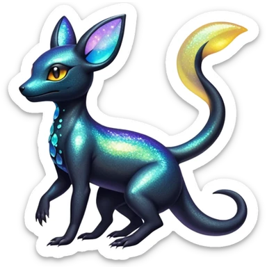 Pastel Iridescent Shiny Sparkly Exotic Salandit-Umbreon-Fakémon-hybrid-creature (full body)  sticker