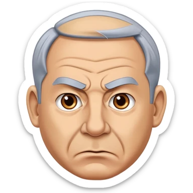 Create a highly recognizable emoji-style illustration of Benjamin Netanyahu, with angry facial features, exaggerated expressions, and a cartoonish look, focusing on clear and iconic shapes, flat colors, and a clean vector style sticker