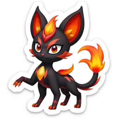 Colorful Meloetta-Litten-Darkrai-Pokémon-Fakémon-fusion-hybrid-creature sticker