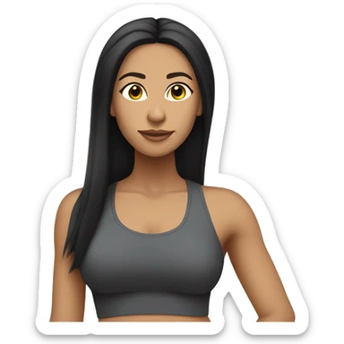 lightskin latin woman with straight long black hair wearing a yoga outfit  sticker