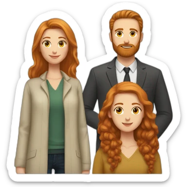 Bearded white man with very short dark hair and girlfriend with long ginger hair sticker