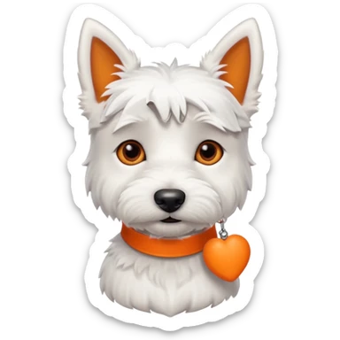 Cute Boy Westie with an orange collar and bone shaped name tag white short ears sticker