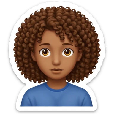 adolescent au visage impassible. Cheveux chatains frisés sticker