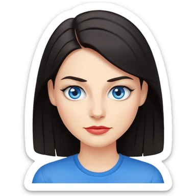 Sassy, cool and fun dark hair woman with blue eyes - raised brow + smirk sticker