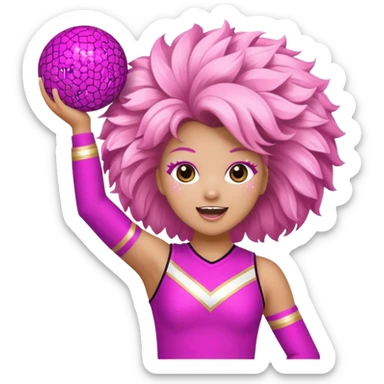 football cheerleader, big cheering pom, pink and twinkle sticker