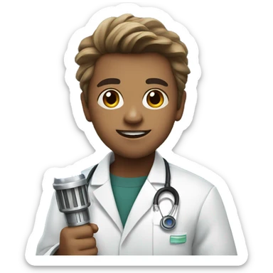 young doctor with a lightsaber sticker