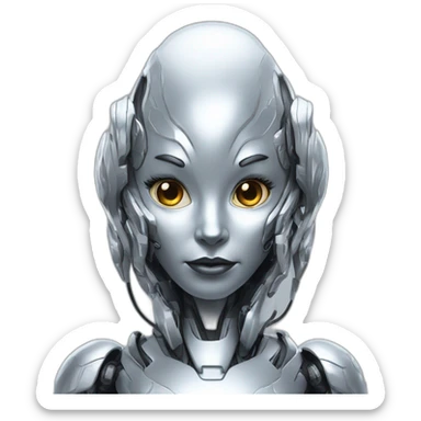 Cyber futuristic silver furry humanoid robot  sticker