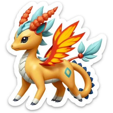 loopy loony toony honey-dipped buzzing bumbling fuzzy cute fiery ivy-hydro-Meloetta-Dialga-Salamence-Giratina-Rapidash-Pokémon-Fakémon-fusion-hybrid-creature sticker