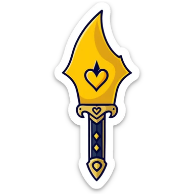 golden heart with a golden dagger crossing it sticker
