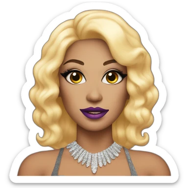 A drag queen with a huge makeup  sticker