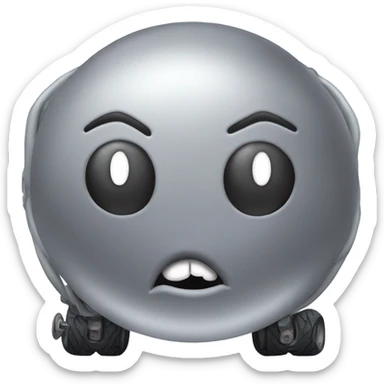 Metal cute mad Kirby bubble Gray ball driving on car wheels with mad eyebrows game sticker