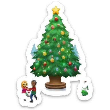 ice rink with Christmas trees and lights and decorations  sticker