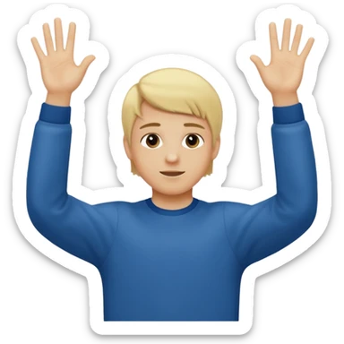 Boy, blonde hair with two hands up saying 67 sticker