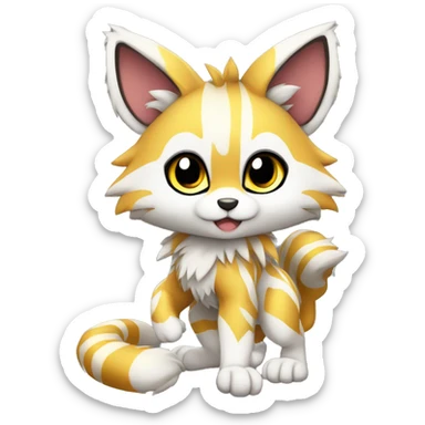 shiny, striped, Kemono-style, Chibi, Anthro-Fur-Sona-Fakémon, Full Body sticker