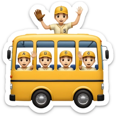 autobus de equipo llevando a egnte de basebal  y un chofer sticker