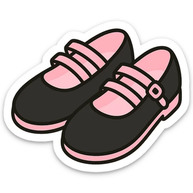 BLACKPINK-inspired gothic shoes, no hearts, black and pink, cute and stylish, kawaii style, ballet flats with straps sticker